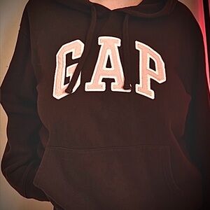 GAP Dark Brown Hoodie with Light Pink Logo